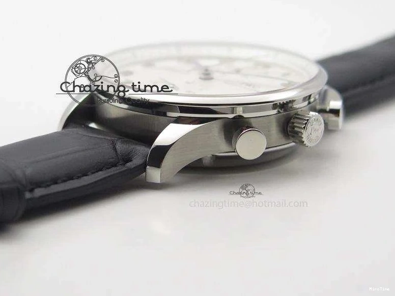 MIROTIME 0401 Casual Portuguese IW371405 ZF 1:1 Best Edition SS White Dial Silver Markers On Black Leather Strap A 7305